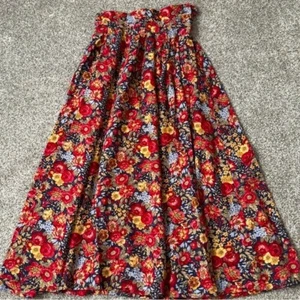 Vintage Laura Ashley Cotton&Wool Deep Red Floral High Waist A-Line Skirt Size 9 - Bild 1 von 10
