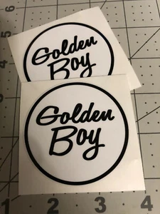 Juego de 2 calcomanías Golden Boy Lawn Edger años 70 - Imagen 1 de 3