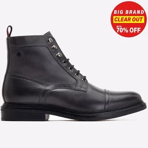 Base London Henderson Hombres Vestido Formal Cuero Moda Botines Gris - Imagen 1 de 5