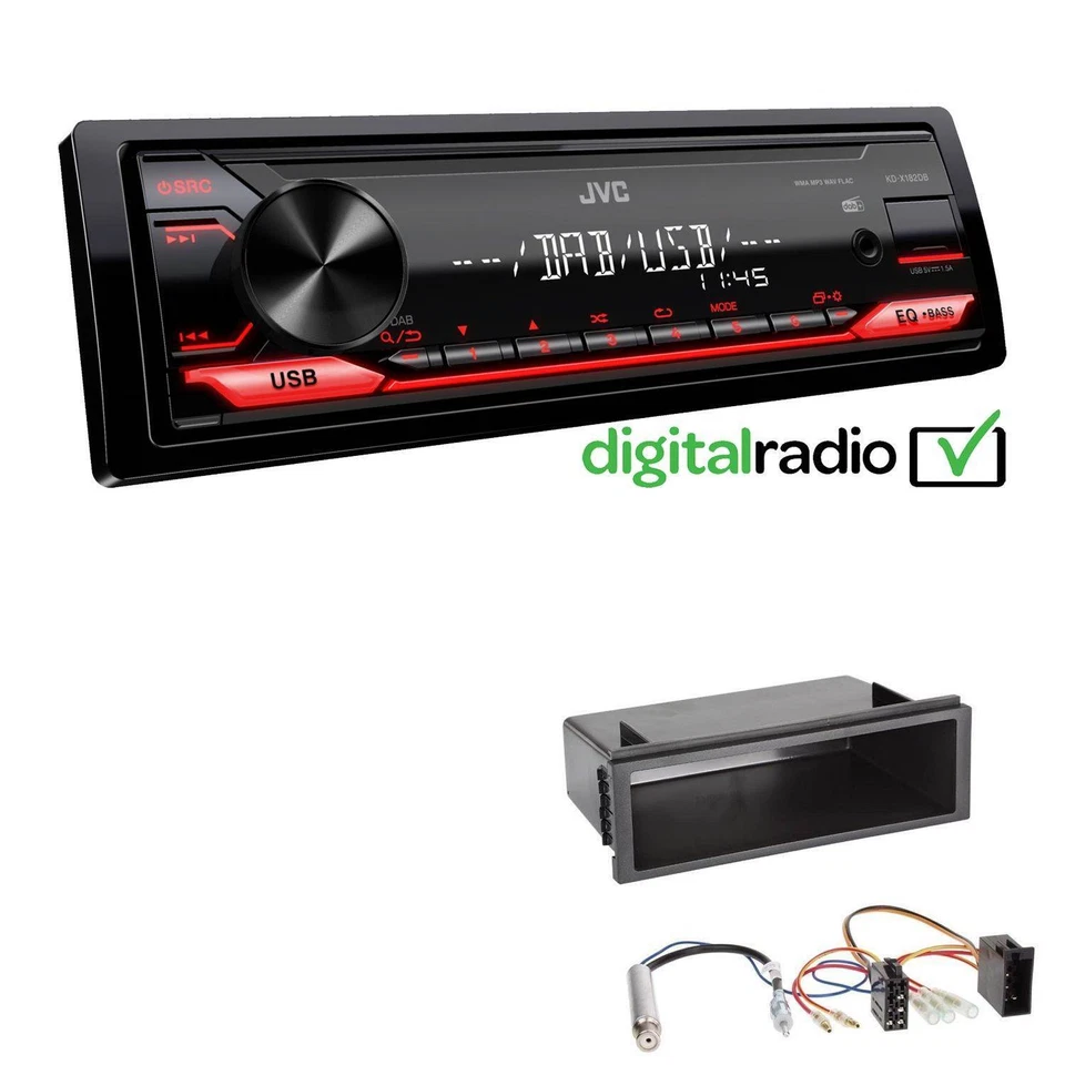 JVC KD-X182DB MP3 DAB USB 1-DIN Autoradio für Volkswagen VW Bora Variant