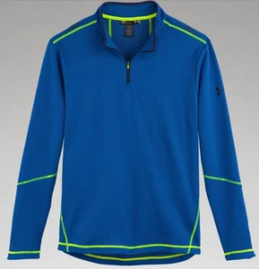 mens under armour coldgear infrared 1/4 zip warm up jacket run running blue NEW - Picture 1 of 6