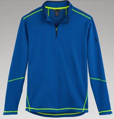 mens under armour coldgear infrared 1/4 zip warm up jacket run running blue NEW - Image 1 of 4