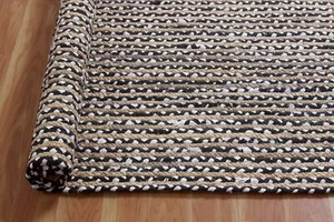 Cotton Jute Area Rug Hand-Braided Black Kilims Indian Living Room Carpets 3x5 Ft - Picture 1 of 15