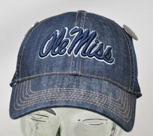 Ole Miss Rebels Hat Navy Dark Denim Cap Stretch Mens One Size Memory Fit - Picture 1 of 4