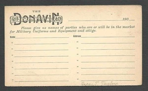 Ca 1909 P C COLUMBUS OH GEO B DONAVAN CO PRODUCE UNIFORMI MILITARI ECC, NON SPEDITE - Foto 1 di 2