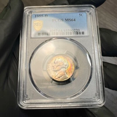 MS64 1955-D 5C Jefferson Nickel, PCGS Secure- Pretty Album Toned - Image 1 of 4