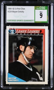 Tarjeta de hockey 1991-92 O-Pee-Chee Wayne Gretzky LA Kings #224 graduada CSG COMO NUEVA 9 NHL - Imagen 1 de 3