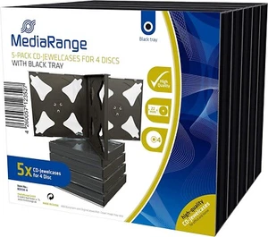 Étui à bijoux CD Mediarange 5 x 4 voies contient 6 disques plateau noir transparent BOITE34-4 - Photo 1/2