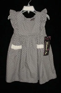 Neu mit Etikett Mustard Pie Mädchen grau & weiß Flatterärmel gepunktet Alice Kleid Größe 3T - Bild 1 von 8