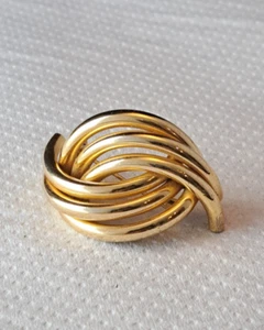 Broche Vintage Henkel and Grosse Alemania Tono Dorado Tubular Nudo Girado Marcado - Imagen 1 de 7
