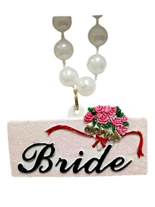 Bride Pearl Rose Bouquet Wedding Shower Mardi Gras Necklace Beads Bead - Picture 1 of 2