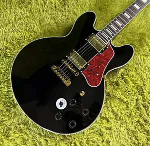 ES 335 Electric Guitar Semi Hollow Body Rosewood Fretboard Black Color - Picture 1 of 6