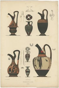 Antiker Druck griechischer Keramik "Kannen"  - Bild 1 von 1