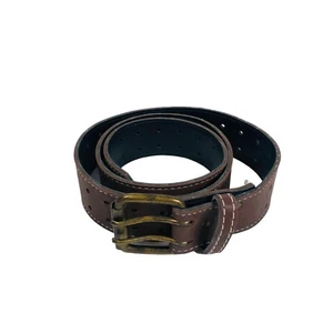 Vintage Liz Claiborne Liz Wear Belt Women Brown Stitched Double Holes sz 16 - Picture 1 of 8