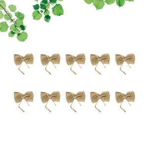 10 Pcs Burlap Lace Flowers Holiday Bow Decoration Jute String Bow - Picture 1 of 11