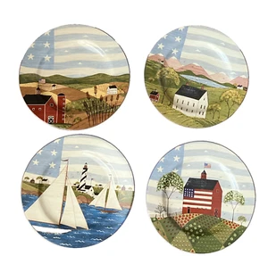 "4 platos de postre para ensalada Sakura 1999 Warren Kimble America The Beautiful 8""" - Imagen 1 de 6