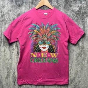 VINTAGE Mardi Gras New Orleans Hemd Herren Medium Made USA Einzelnaht 1990 90er - Bild 1 von 9