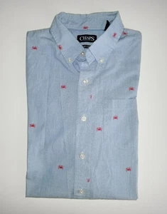 Ralph Lauren Chaps Button Up Shirt All Over CRAB Print Blue Cotton blend NEW Md - Picture 1 of 8