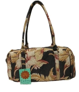 VTG Sunny Hawaii floral print shoulder bag 2 Straps Tropical / Very Sturdy NWT - Picture 1 of 11