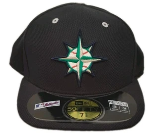 Cappello aderente Seattle Mariners New Era taglia 7 1/8 con etichette variante logo blu navy - Foto 1 di 6