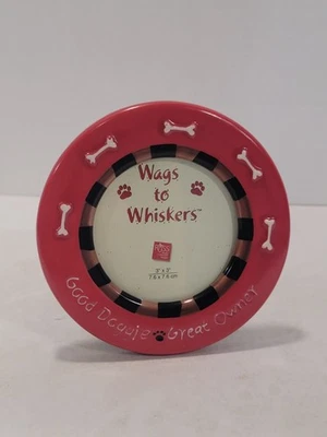 Marco de fotos redondo Russ Berrie & Co. Wags to Whiskers perro 4,5", tiene capacidad para foto de 3x3 Foto 1 de 4