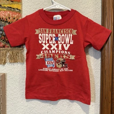 Vintage RARE 1990 Super Bowl XXIV San Fransisco 49ers Kids Football Shirt Size S - Image 1 of 4