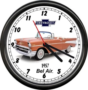 Licensed 1957 Sierra Gold Chevy Bel Air Convertible General Motors Wall Clock - Picture 1 of 1