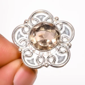 Rauchquarz Edelstein Handarbeit Antik Design Ring Gr.5,5 TR7508-2110 - Bild 1 von 3