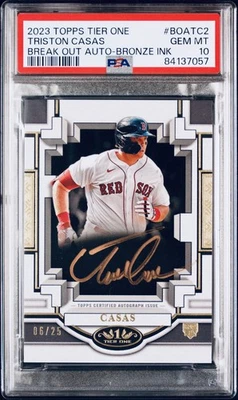 2023 Topps Tier One Breakout Autographs Triston Casas RC Auto /25 Bronze PSA 10 - Image 1 of 3