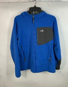 The North Face Blue & Gray Zip-Up Fleece Hooded Sweatshirt XL (18/20) - Picture 1 of 3