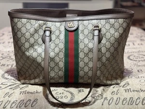 Gucci Ophidia Medium Tote Bag Beige And Dark Brown GG Supreme - Picture 1 of 8