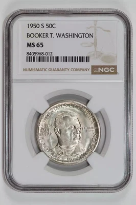 1950-S BOOKER T WASHINGTON COMMEMORATIVE HALF DOLLAR NGC MS65 - Image 1 of 2