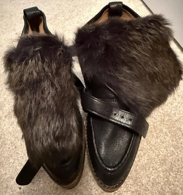 COACH Clarks de cuero negro con piel de conejo real talla 5,5 Foto 1 de 4