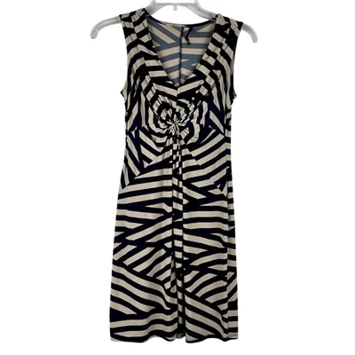 Daisy Fuentes Blue Tan Geometric Tank Sleeve Mini Dress Petite Extra Small - Image 1 of 4