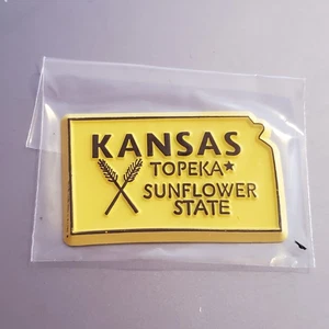 Kansas Sonnenblume staatlich geformter Topeka Kühlschrankmagnet 2 Zoll Reise Wohnmobil Weizen - Bild 1 von 3