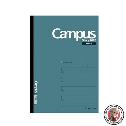 NEW Kokuyo 2026 Campus Diary Weekly Horizontal Left A5 Dark Green Ni-CWHDG-A5-26 - Image 1 of 1