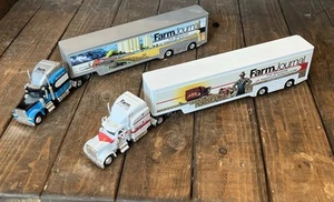 VTG FARM JOURNAL KENWORTH T2000 METAL SEMI TRACTOR TRAILER BANKS SET OF 2 (10E) - Picture 1 of 8