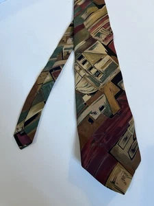 Vintage Cellini Collection Abstrakte Geometrische Kunst 90er Herren Krawatte Vollseide - Bild 1 von 4