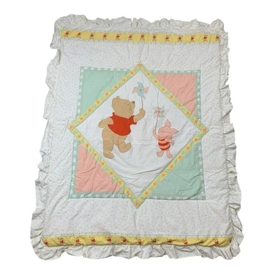 Vintage Winnie the Pooh Baby Blanket Crib Comforter Sears Ruffle Piglet Quilted - Image 1 of 4