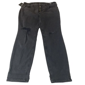 NWT Silver Jeans Boyfriend mid rise slim leg distressed 16W / 29 inseam Black - Picture 1 of 15