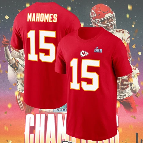 Patrick Mahomes Kansas City Chiefs 2023 Champs Unsiex Red T-shirt S-3XL Cover