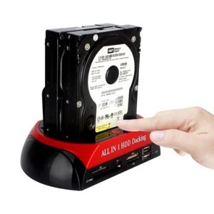 HDD Docking Station USB2.0 to 2.5/3.5" SSD IDE SATA Clone Hard Drive Card Reader - Picture 1 of 11