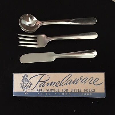 2 juegos de mesa de pamelaware vintage años 50 servicio para niños cuchillo tenedor cuchara Foto 1 de 4