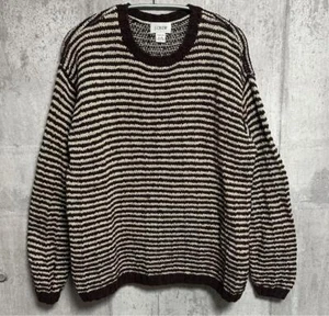 J.Crew Vintage Cotton Linen Stripe Sweater Brown Beige Size L - Picture 1 of 5