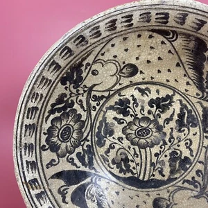 (#1) Sukhothai-Chinese Export Blue & White porcelain dish/plate FISH & foliate - Picture 1 of 21