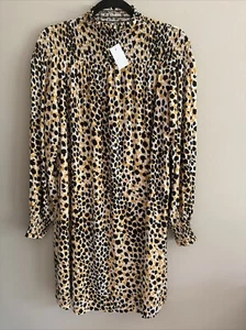New  NWT Ann Taylor Leopard Print Turtleneck Long Sleeve Dress S-M CUTE NEW - Picture 1 of 11