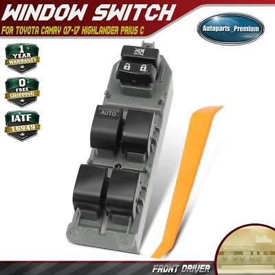 Front Driver Power Window Switch with 15 Pin for Toyota Camry Highlander Prius C - Image 1 of 4