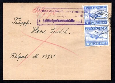 GERMANY APRIL 1944 WARNSDORE COVER SENT TO FP #13921 CONSTRUCTION HQ - Image 1 of 2