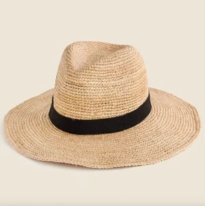 NWT J.Crew Women's Sz M/L Wide-Brim Packable Straw Hat Raffia Beach Summer G6551 - Picture 1 of 11