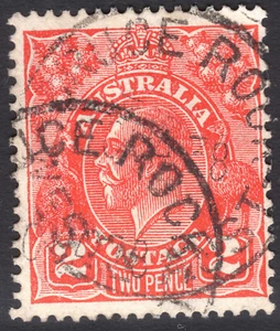 Australia KGV 2d Red C of A WMK BRUCE ROCK WA 1938 CDS - Picture 1 of 1